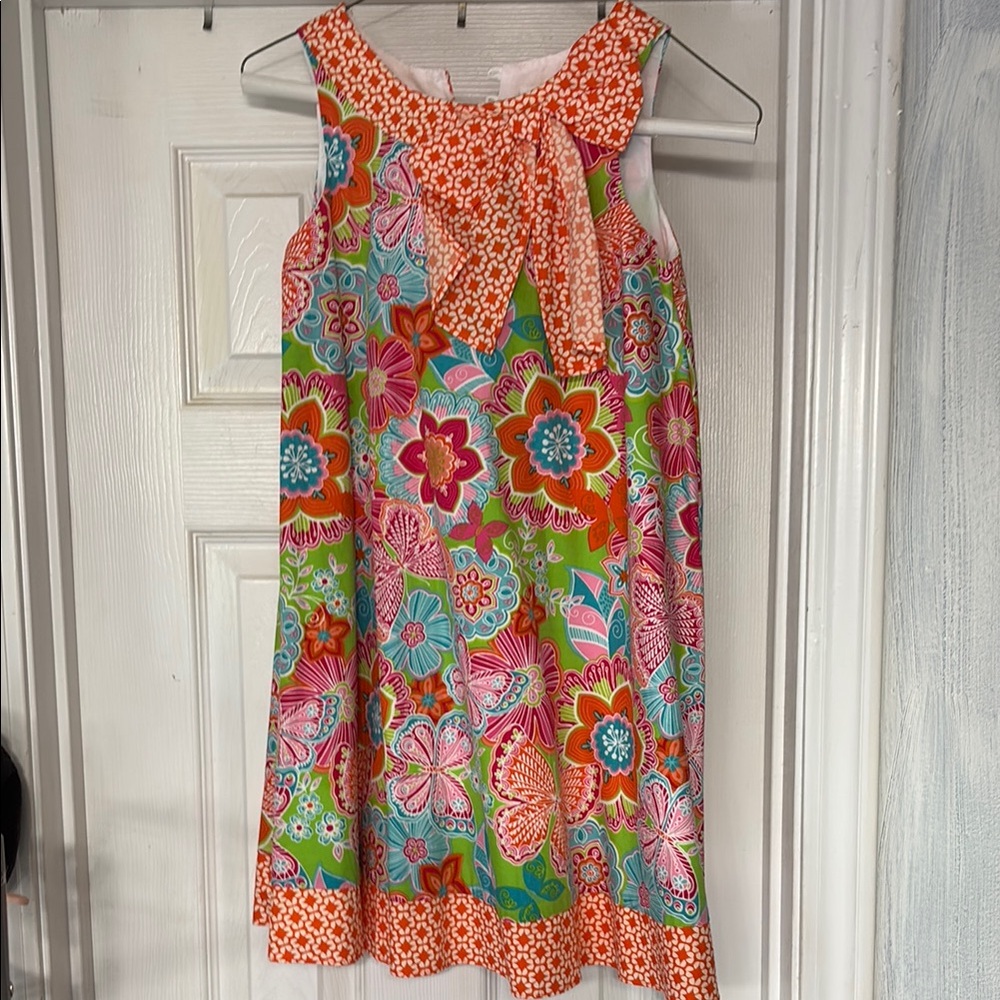 Floral Kids Dress with Bow - Multicolor